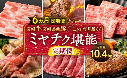 宮崎牛・宮崎県産豚・ハンバーグが毎月届く！ミヤチク堪能定期便(総重量10.4kg)