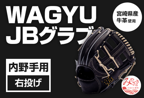 宮崎県産牛革使用 WAGYU JB 硬式用 グラブ 内野手用 JB-004(ブラック/右投げ用)