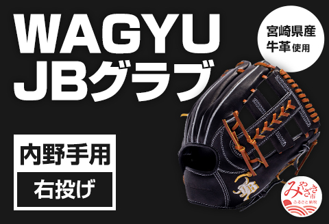 宮崎県産牛革使用 WAGYU JB 硬式用 グラブ 内野手用 JB-006S(ブラック/右投げ用)