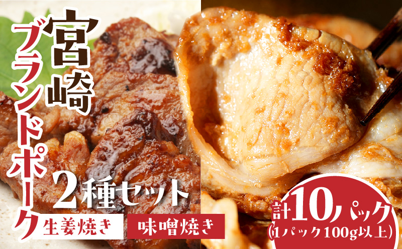 宮崎ブランドポーク2種セット　生姜焼き・味噌焼きセット　計10パック（1パック100g以上）