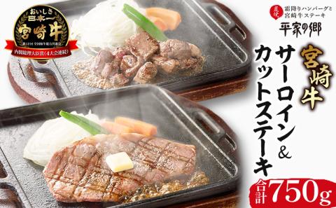 宮崎牛 サーロイン ステーキ カットステーキ セット 計750g 平家の郷 詰め合わせセットA