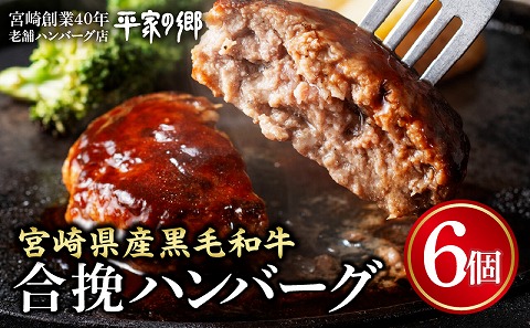 【創業40年】老舗ハンバーグ店「平家の郷」宮崎県産黒毛和牛合挽ハンバーグ140g×6個