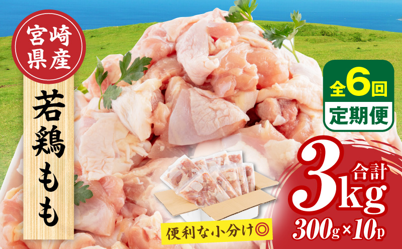 【隔月発送】【6回定期便】宮崎県産 若鶏もも肉 300g×10P 計3kg 鶏肉 小分け 定期便