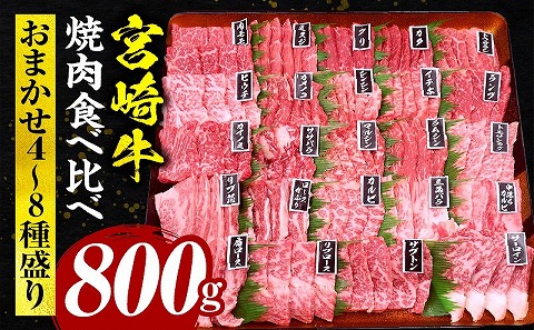 宮崎牛焼肉食べ比べ4種～8種盛り 合計800g 焼肉 最高級 ブランド