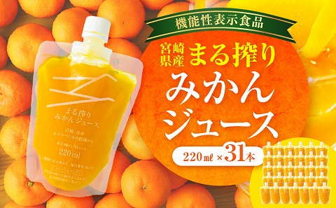宮崎県産 まる搾りみかんジュース 220ml×31本