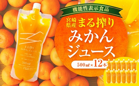 宮崎県産 まる搾りみかんジュース 500ml×12本