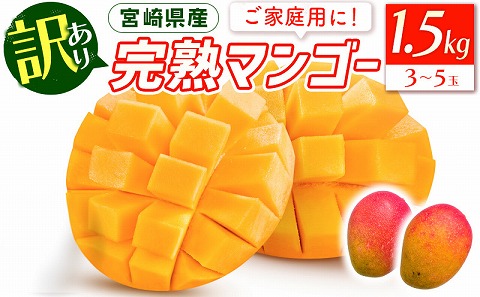 《2026年発送先行予約》【数量・期間限定】宮崎特産品「訳あり」宮崎県産完熟マンゴー 1.5kg(3玉～5玉) マンゴー 完熟マンゴー 果物