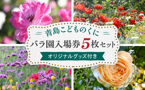 青島こどものくに　バラ園入場券5枚セット　オリジナルグッズ付き