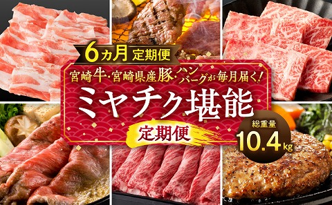 宮崎牛・宮崎県産豚・ハンバーグが毎月届く!ミヤチク堪能定期便(総重量10.4kg)