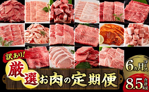 [訳あり][定期便]宮崎県産黒毛和牛・宮崎県産豚肉 6か月コース |牛肉 牛 うし 豚肉 豚 ぶた 肉 国産 豚ローストンカツ 豚ロースしゃぶしゃぶ 豚肩ロースしゃぶしゃぶ 豚バラしゃぶしゃぶ 豚