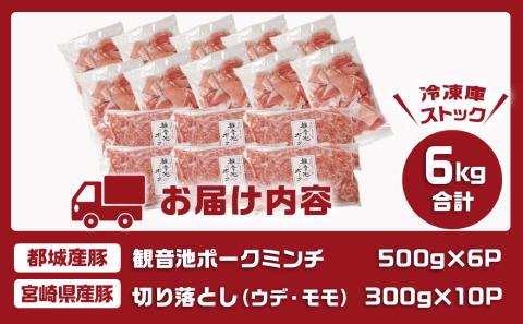 観音池ポークミンチ&宮崎県産豚切り落とし 6kg_22-9201