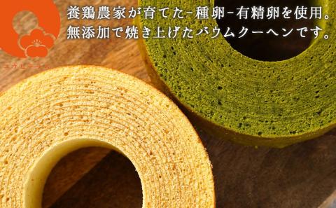 養鶏農家より☆バウムクーヘン(抹茶＆プレーン)_14-K201