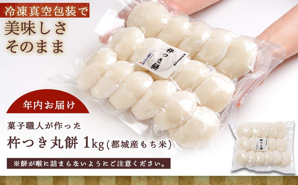 【年内お届け】菓子職人が作った杵つき丸餅 1kg (都城産もち米) ≪2025年12月25日発送≫_12-1511-HNY