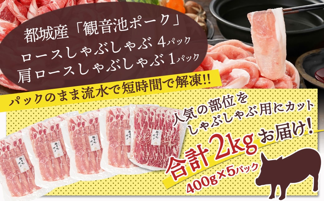 観音池ポークロース＆肩ロースしゃぶしゃぶ〈全部真空パック〉2kg_14-1504