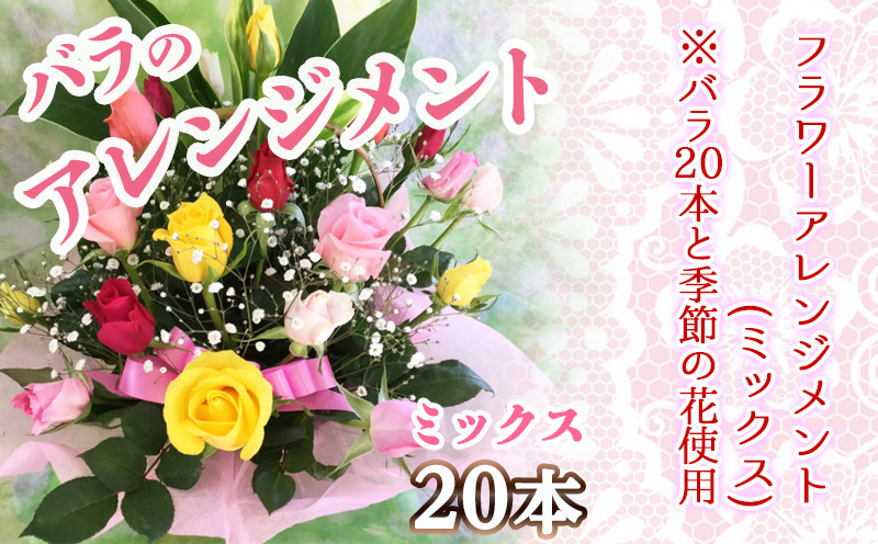 【母の日】バラのアレンジメント20本(ミックス)≪5月7日～10日お届け≫_17-3302-MG