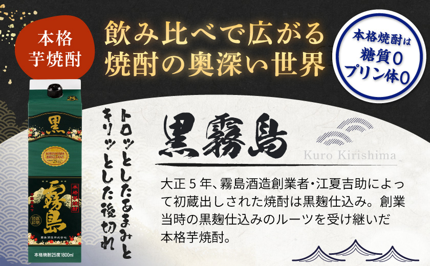 霧島酒造「赤・茜・黒」パック(25度)1.8L×6本_33-19-008
