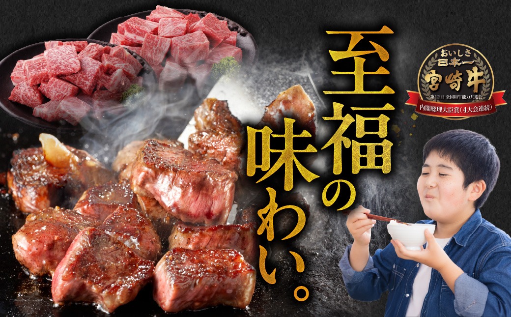 畜産農家応援! 宮崎牛サイコロステーキ2種セット500g×4パック_36-N204