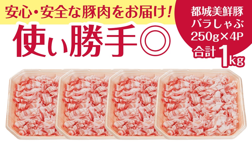 都城美鮮豚バラしゃぶ1kgセット(250g×4パック)_AA-5401