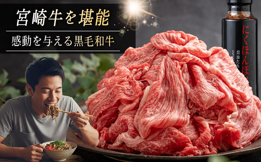 宮崎牛こま切れ1kg(黒たれ付)_AC-31-008