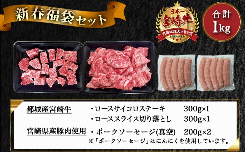 【福袋★2026】宮崎牛ロースのステーキ&スライス福袋セット_AD-N407-F2026