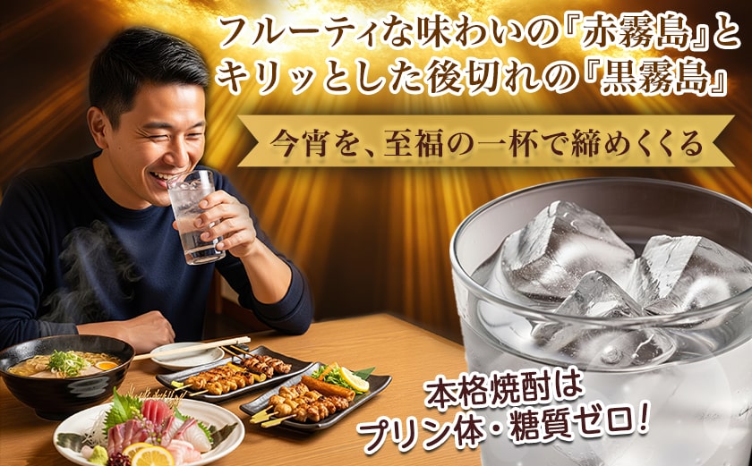 【ちび霧セット】赤霧島・黒霧島 25度900mlパック各1本≪みやこんじょ特急便≫_LG8-M804