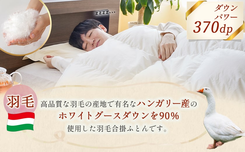 抗ウイルス加工羽毛合掛けふとん ハンガリー産ホワイトグース90%【D】≪みやこんじょ快速便≫_MC-E104-R