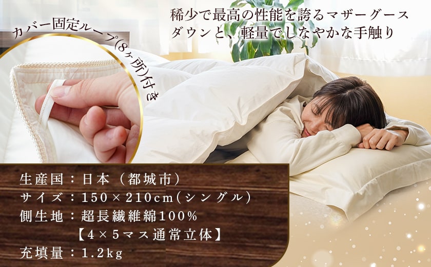 羽毛掛ふとん ポーランド産マザーグース95%480dp【S】≪みやこんじょ快速便≫_MD-E101-R