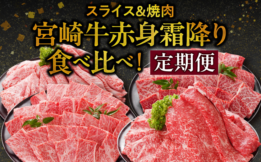 ≪4回連続お届け≫宮崎牛赤身霜降り食べ比べ定期便M(総重量4kg)_T68-4-N201