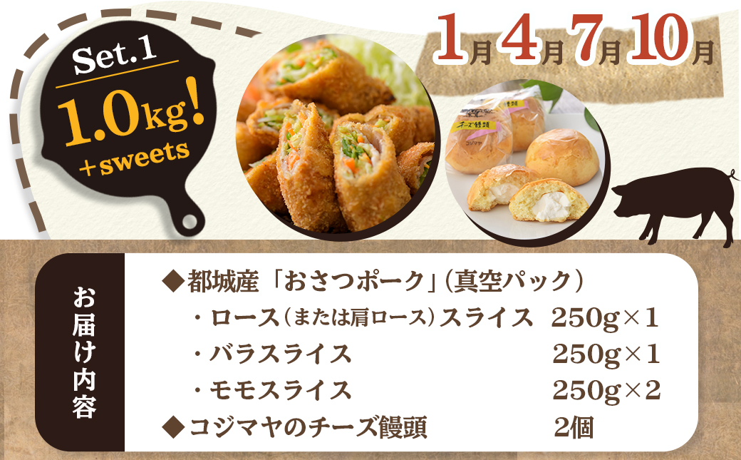 全部真空パック!隔月5回お届け!「おさつポーク」と加工品定期便_TAA5-1403