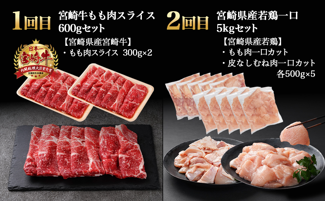 ≪全6回定期便≫宮崎牛と宮崎県産若鶏の定期便8.2kg_TAD6-I601