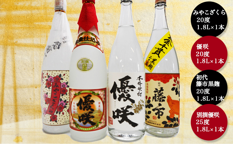 百年蔵に銘酒あり一升瓶4本セット ≪みやこんじょ特急便≫_23-1804