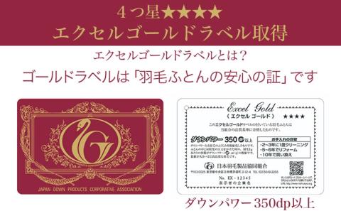 洗える4つ星ダウンケット〈ピンク&ブルー2枚セット〉 ホワイトダウン90％エクセルゴールドラベル_AH-J204