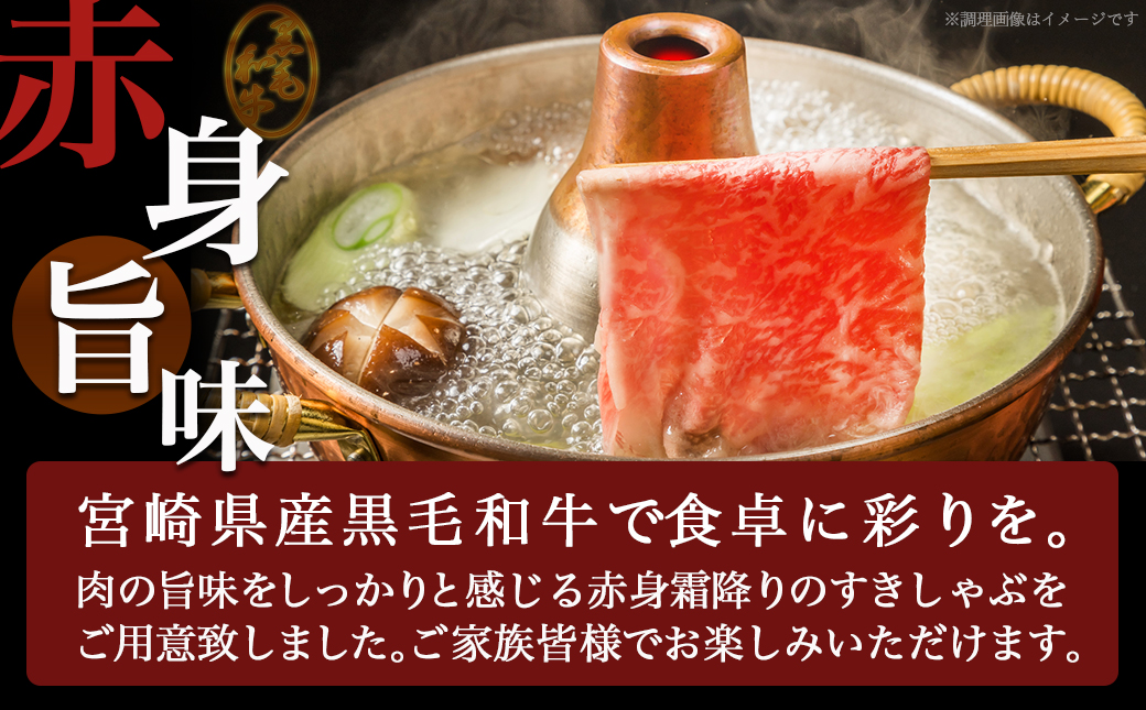 宮崎県産黒毛和牛（A4以上）【赤身霜降り】すきしゃぶ800g (400g×2P)_17-6510