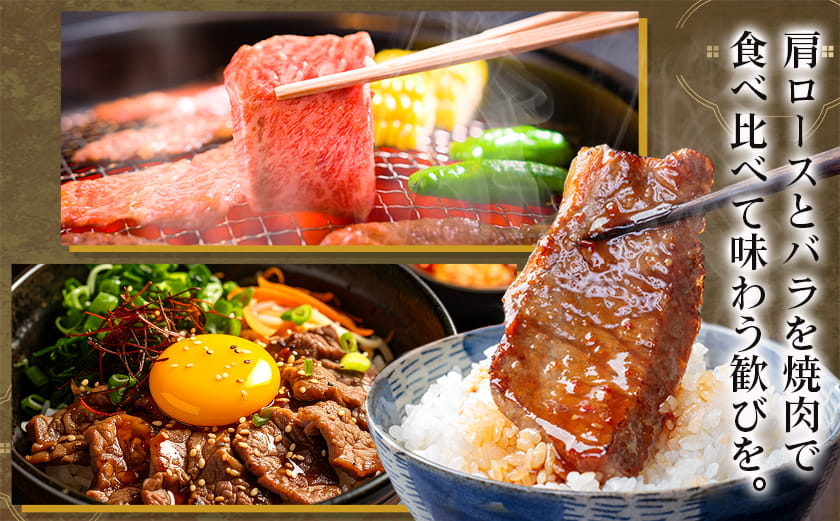 宮崎牛霜降り肩ロース・バラ焼肉600g(黒たれ付)_AC-31-009_【肉 牛肉 焼き肉 焼肉 人気 おすすめ 国産 宮崎県産】