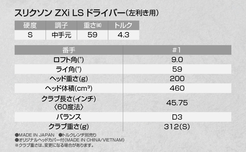 スリクソン ZXi LS ドライバー 【S/9/LH】≪2024年モデル≫左利き用_CK-C703-9SLH