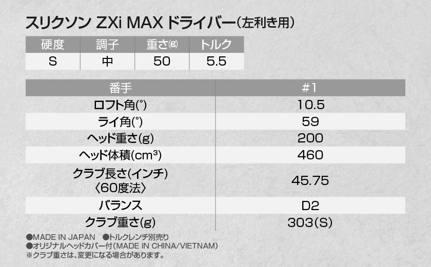 スリクソン ZXi MAX ドライバー 【S/10.5/LH】≪2024年モデル≫左利き用_CK-C704-105SLH