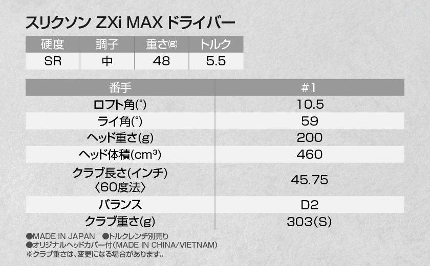 スリクソン ZXi MAX ドライバー 【SR/10.5】≪2024年モデル≫_CK-C704-105SR
