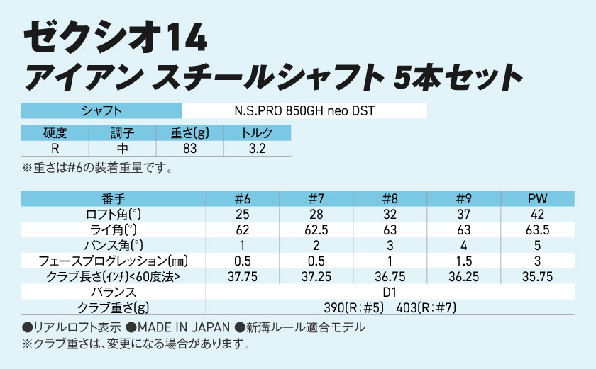 ゼクシオ 14 アイアン スチールシャフト 5本セット【R】《2025年モデル》ゴルフボールセット_IC-C701-R