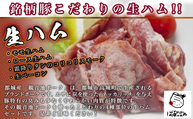 【父の日】「観音池ポーク」4種部位の生ハム950gセット≪6月18日～21日お届け≫_MJ-1505-FG