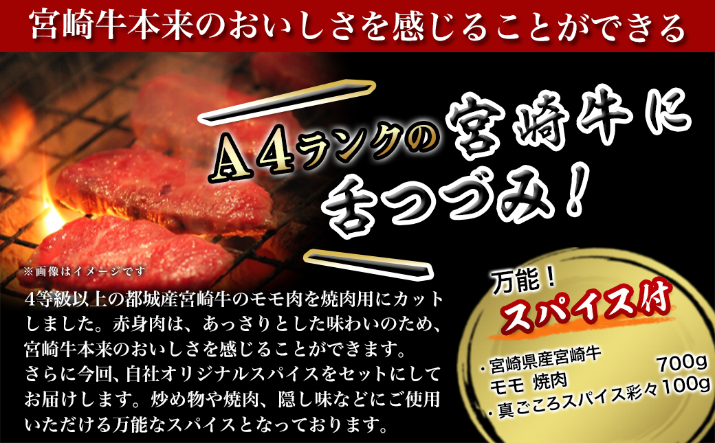 宮崎牛モモ焼肉700g(スパイス付)_MK-8415_【肉 牛肉 焼き肉 焼肉 人気 おすすめ 国産 宮崎県産】