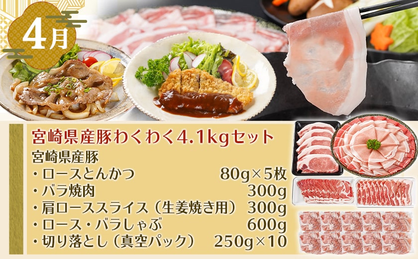 【セレクト定期便】総重量12.8kg!豚ざんまい定期便(3ヶ月)2月・4月・6月お届け≪2026年お届け≫_T53-MY01
