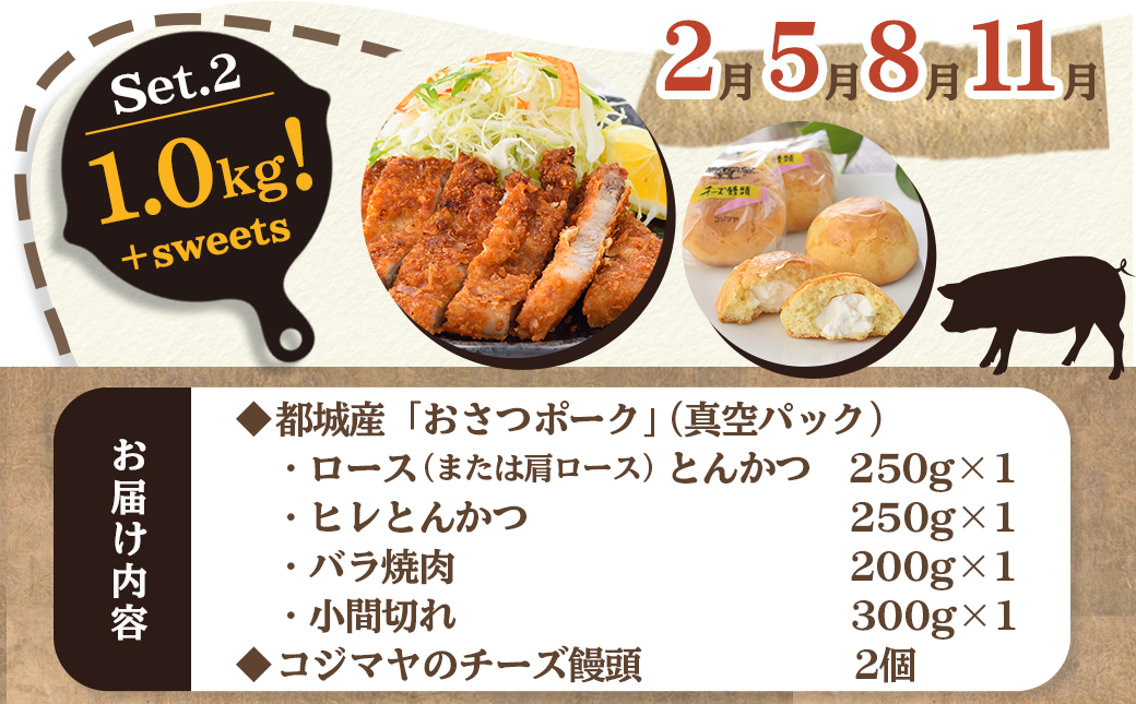 全部真空パック!5回お届け!「おさつポーク」と加工品定期便_TAA5-1404