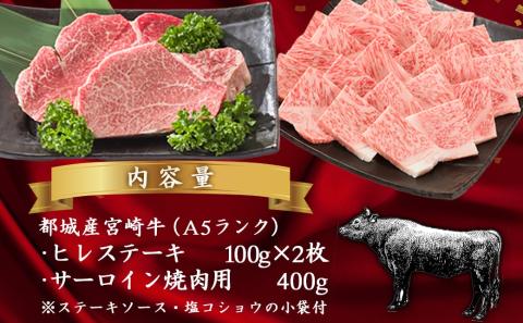 A5 宮崎牛 ヒレステーキ&サーロイン焼肉用_AF-0109_【肉 牛肉 焼き肉 焼肉 ステーキ 人気 おすすめ 国産 宮崎県産】