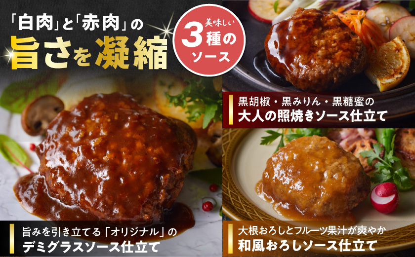 霧島黒豚 3種の煮込みハンバーグ 12個セット (デミグラスソース仕立て・和風おろしソース仕立て・大人の照焼きソース仕立て)_11-2803