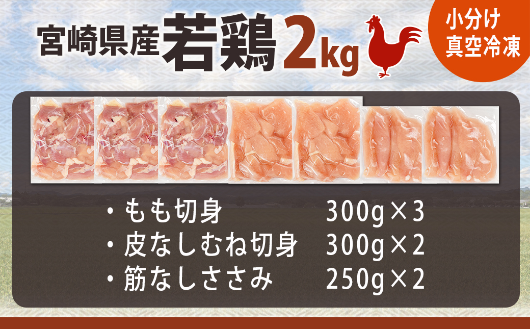 宮崎県産若鶏2kgセット_11-M601