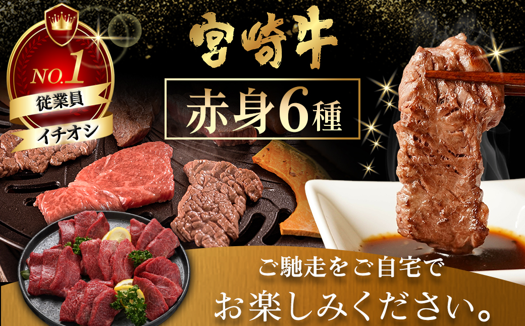 宮崎牛赤身6種600g_16-2601_【肉 牛肉 焼き肉 焼肉 人気 おすすめ 国産 宮崎県産】