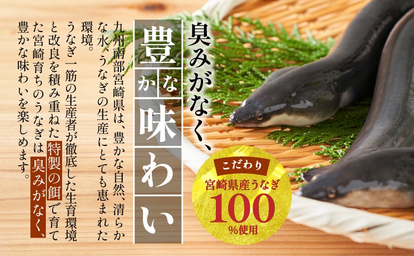 【数量限定】宮崎県育ちのうなぎ蒲焼3尾500g以上≪山椒・たれ付≫_17-M301