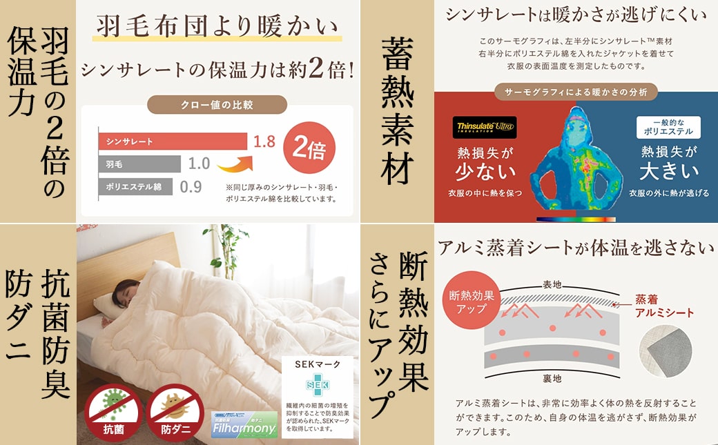 【グレー】シンサレートウルトラDX5層掛け布団【SL】_27-J201-gr