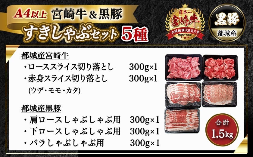 【年内お届け】宮崎牛&黒豚すきしゃぶ1.5kgセット≪2025年12月15日～31日お届け≫_AD-N406-HNY