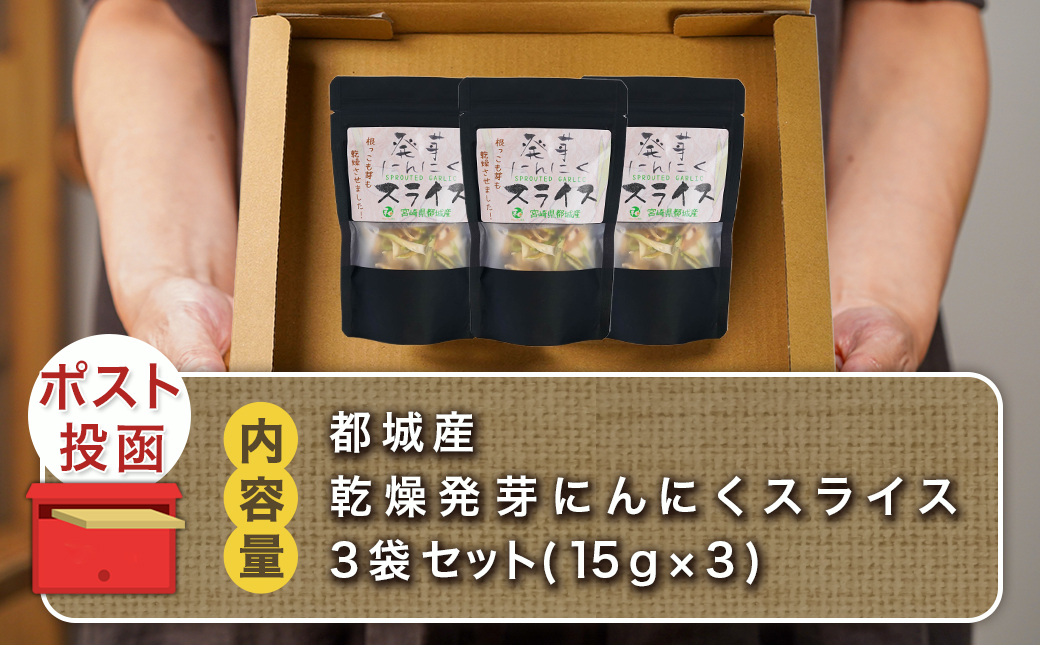 乾燥発芽にんにく【スライス】3袋セット※ポスト投函_LB-C902